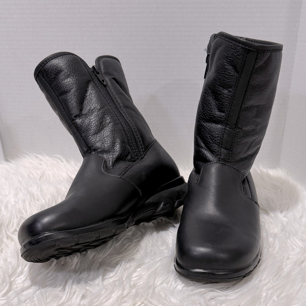 Waterproof TOE WARMERS Black Leather Ankle Boots for Women
